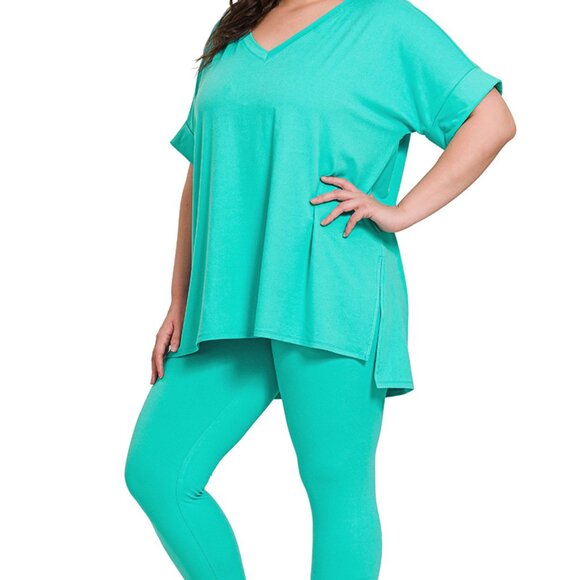 V-Neck Long-Sleeve Loungewear Leggings Set - Picture 3 of 3